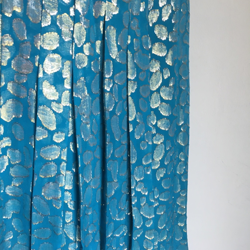Anthropologie Turquoise + Gold Shift Dress - Picture 4 of 8